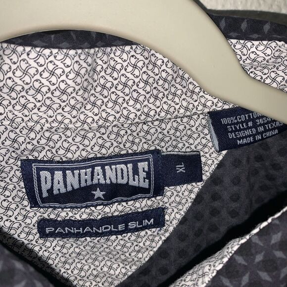 Panhandle Slim Men’s Pearl Snap Shirt Size XL Black Checker - Picture 2 of 6